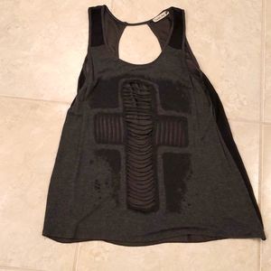 Black cringe cross top